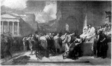BRUTUS CONDEMNING HIS SONS TO DEATH. FROM A PAINTING BY LETHIRE.