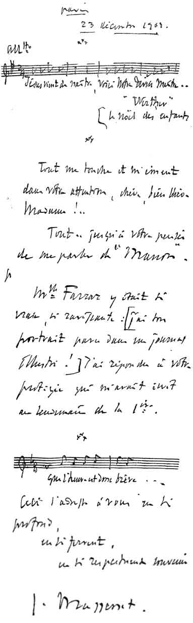 A NOTE FROM MASSENET.