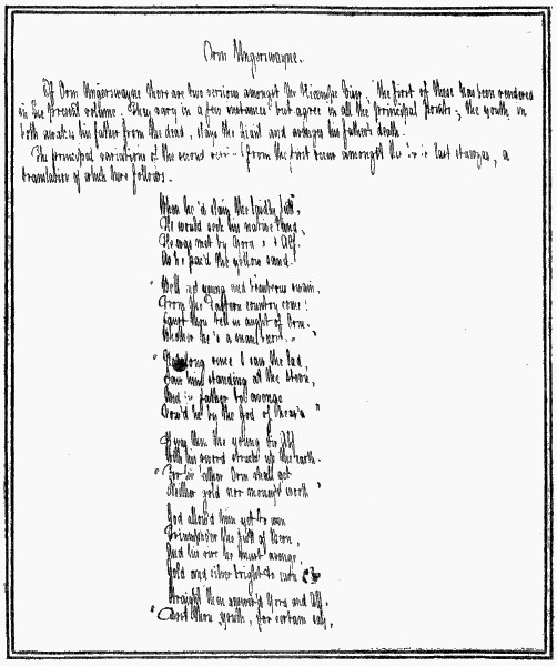 A PAGE OF THE MANUSCRIPT OF BORROW'S SONGS OF
SCANDINAVIA—AN UNPUBLISHED WORK