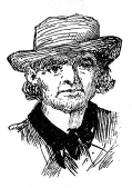 A man in a flat-topped hat.