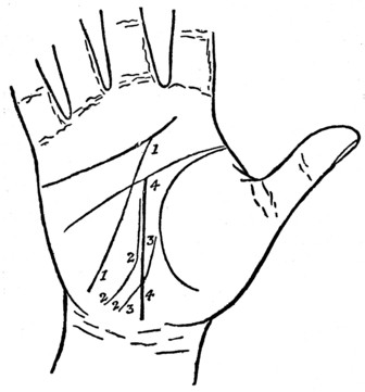 Plate XII. THE LINE OF DESTINY AND ITS VARIATIONS.