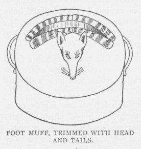 FOOT MUFF, TRIMMED WITH HEAD AND TAILS.