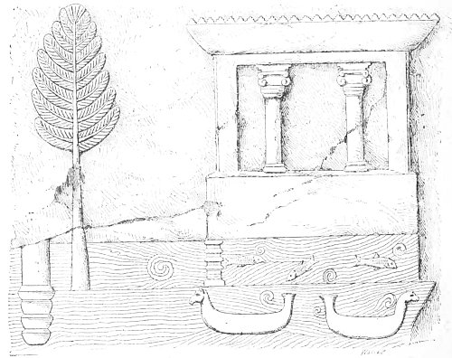 Fig. 41.—Temple on the bank of a river, Khorsabad; from
Botta.