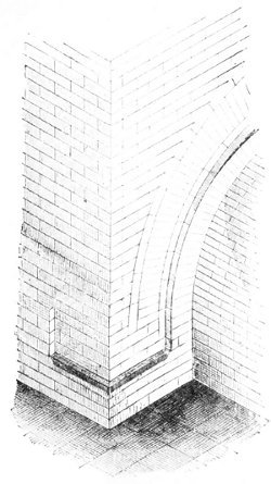 Fig. 91.—Return round the angle of an archivolt in one of
the gates of Dour-Saryoukin; compiled from Place.