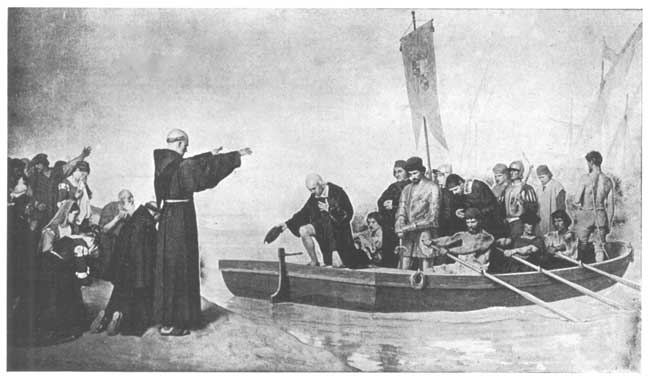 DEPARTURE OF COLUMBUS TO DISCOVER AMERICA, FROM THE PORT
OF PALOS, SPAIN, ON AUGUST 3, 1492.