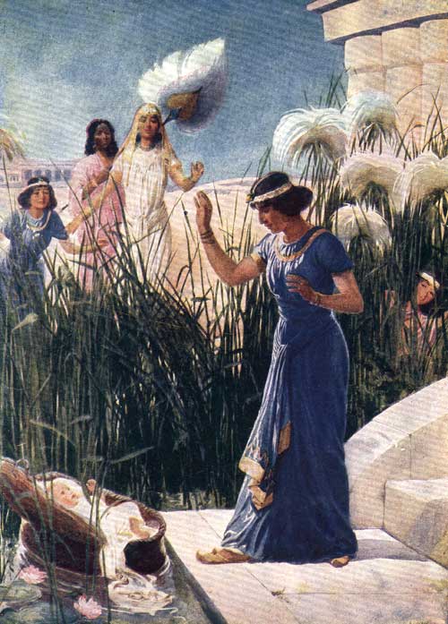 The baby Moses in the bulrushes.
