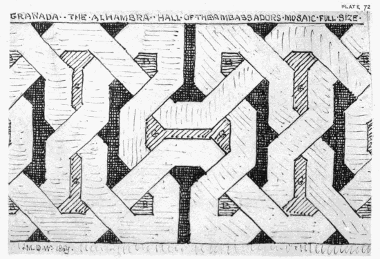 PLATE 72
GRANADA
THE ALHAMBRA
HALL OF THE AMBASSADORS
MOSAIC FULL SIZE
MDW 1869