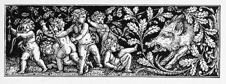 Cherubs Battling Boar Border