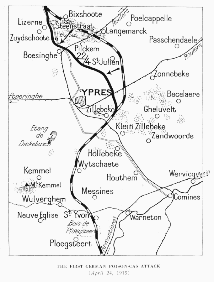 THE FIRST GERMAN POISON-GAS ATTACK
(April 24, 1915.)