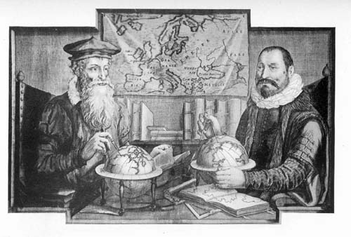 Portraits of
Gerhard Mercator and Jodocus Hondius.