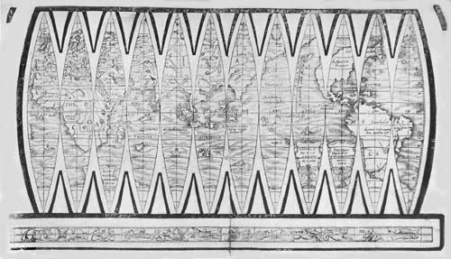 Terrestrial
Globe Gores of François de Mongenet, 1552.