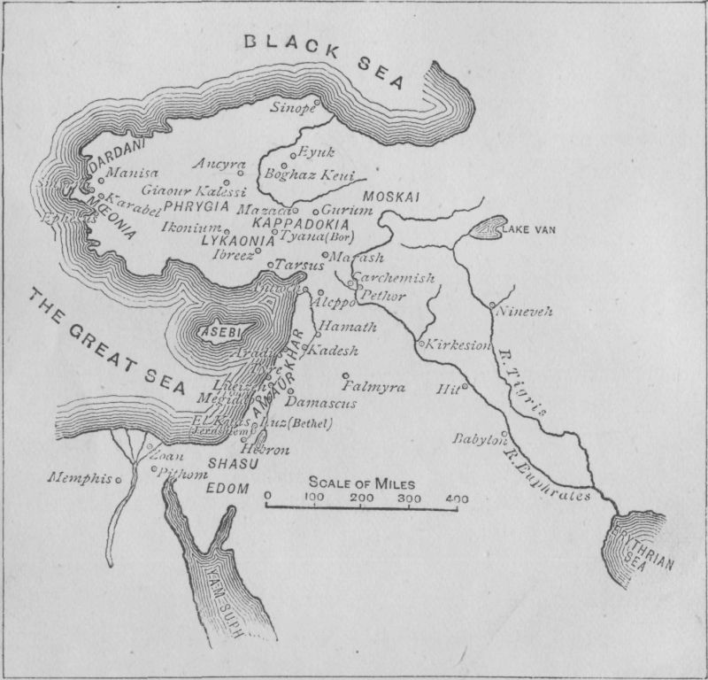 MAP ILLUSTRATING THE EXTENT OF THE HITTITE EMPIRE.
