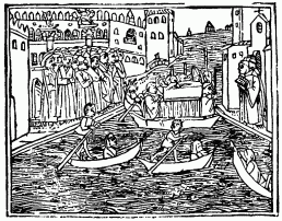 FIG. 37.—The Translation of St. Nicolas. From the
“Catalogus Sanctorum.” Venice, 1506.