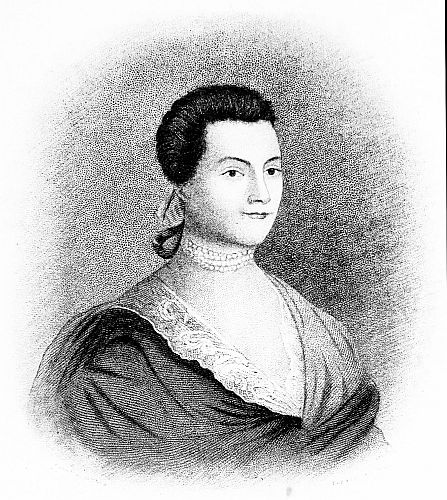 Black and white painting of a younger Abigail Adams