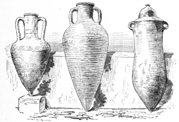 Fig. 2.—Greek and Phœnician (on right) Amphoræ.
(Cesnola Coll., N. Y. Metropolitan Museum.)