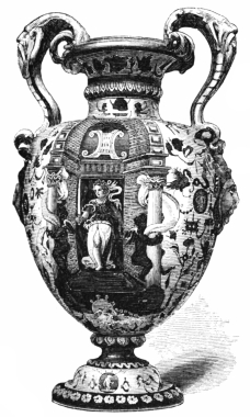 Fig. 217.—Urbino Vase. Figure of Justice with Sword.
(Castellani Coll.)