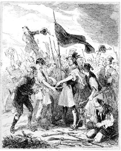 Rioters bathing their standard bearer’s hands in
blood.