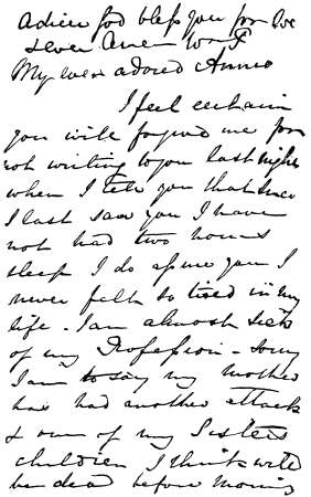 Image unavailable: Letter from William Palmer to his wife.

(Reproduced from the original in the possession of Dr. Kurt Loewenfeld,
Bramhall, Cheshire.)