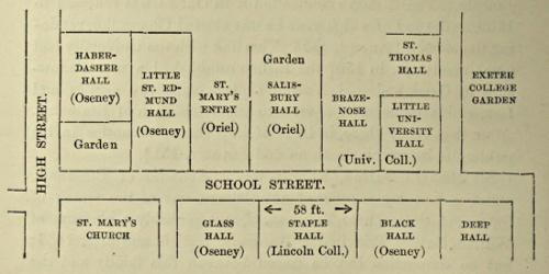 A plan of the street layout of the halls