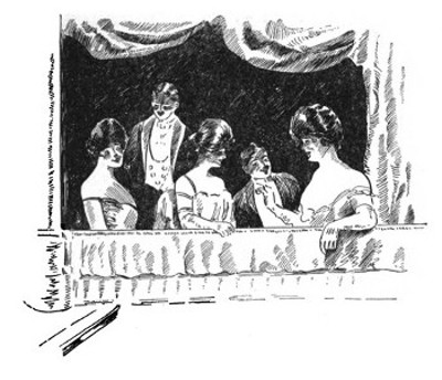 men and women in a theater box