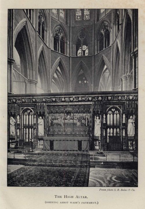 THE HIGH ALTAR. (SHEWING ABBOT WARE'S PAVEMENT.)