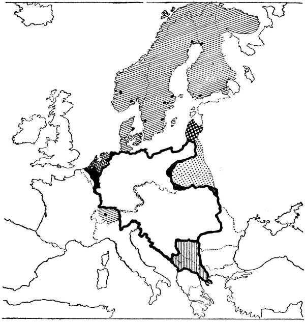 Map of Europe remodelled by Germany and Austria