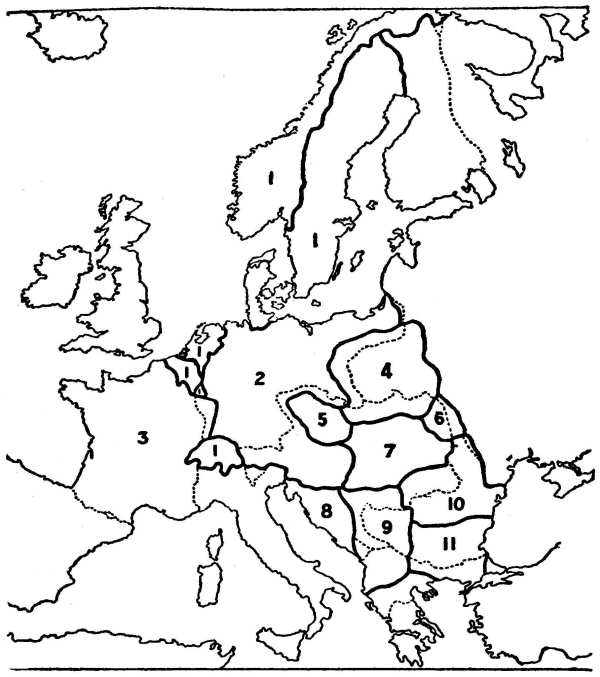 Map of Europe remodelled by the Allies