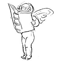 A cupid reading a book