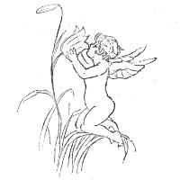 A cupid smelling a flower