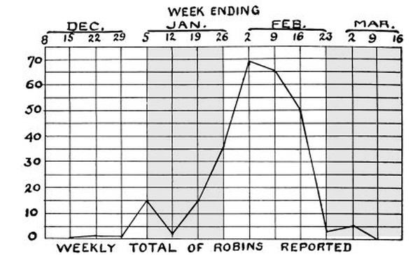 WEEKLY TOTAL OF ROBINS REPORTED