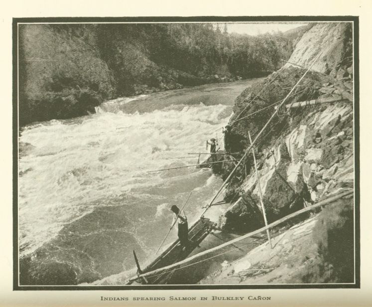 Indians spearing Salmon in Bulkley Caon