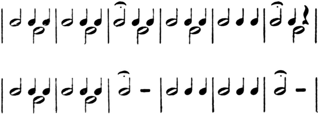 The metre of a distych,
  translated into musical notes
