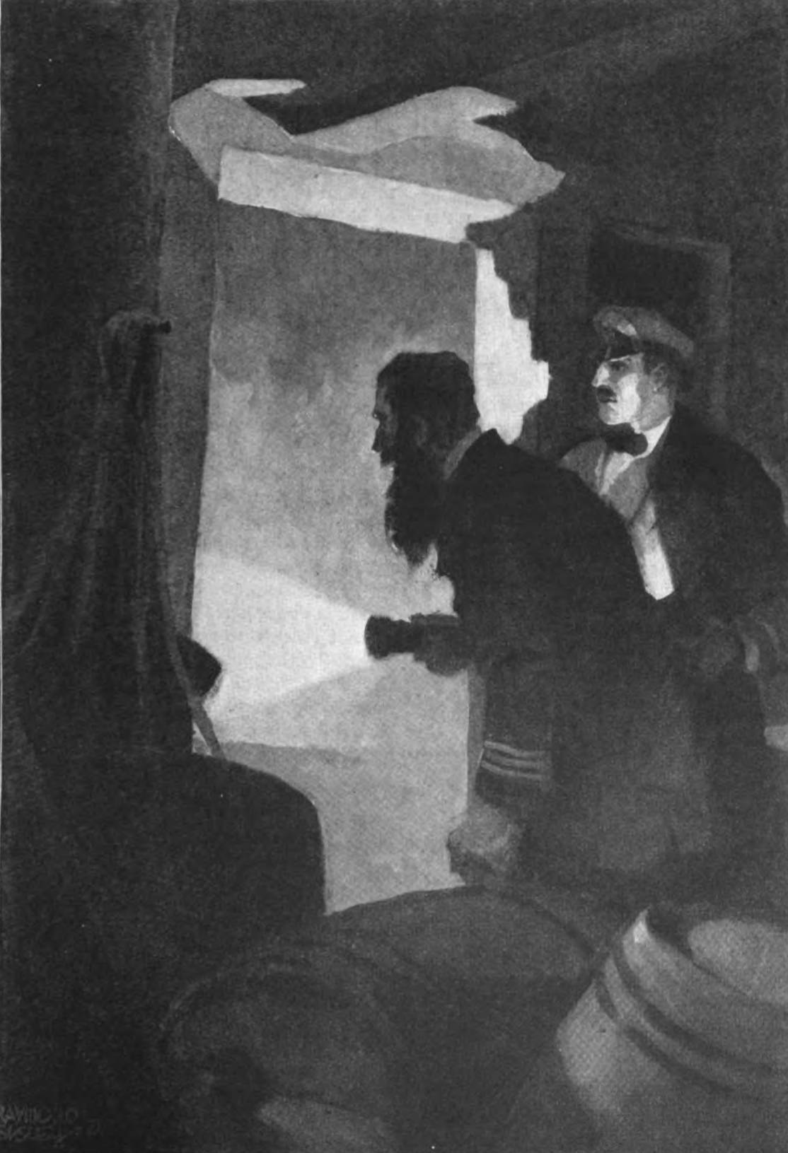 finding Johan below decks with a flashlight