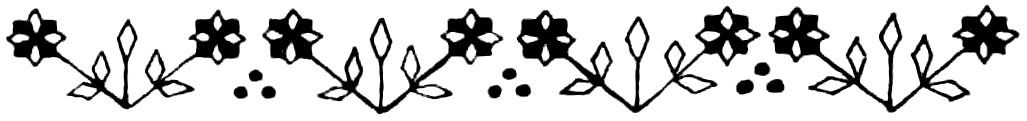 Black and white decorative border featuring repeating floral motifs and small dotted triangles.