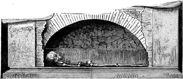 SKELETON OF RAPHAEL AS FOUND IN HIS TOMB IN THE PANTHEON, IN 1833.